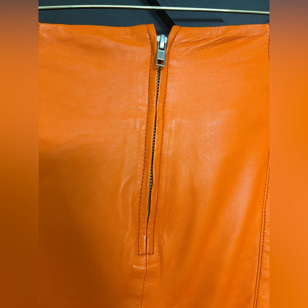 Camila Coelho Clementine Leather Skirt in Orange, Size Medium - Picture 8 of 10
